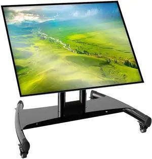 Rolling TV Stand, Portable Mobile Floor Confidence Monitor Stand on Wheels | 32-75 Inch Flat Screen TVs, Low Profile TV Cart with Height and 90° Viewing Angle Adjustable, Max VESA 600x400mm, 100lbs Rolling TV Stand, Portable Mobile Floor Confidence Monitor Stand on Wheels | 32-75 Inch Flat Screen TVs, Low Profile TV Cart with Height and 90° Viewing Angle Adjustable, Max VESA 600x400mm, 100lbs