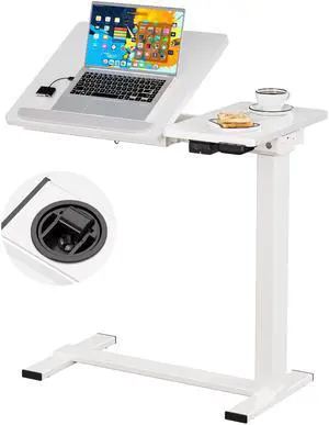 Small Electric Standing Desk, Overbed Table Wireless Tilt Top with Hidden Wheels, 27.6×15.8 Inch Adjustable Rolling Laptop Desk, USB-C Rechargeable Battery, White Small Electric Standing Desk, Overbed Table Wireless Tilt Top with Hidden Wheels, 27.6×15.8 Inch Adjustable Rolling Laptop Desk, USB-C Rechargeable Battery, White