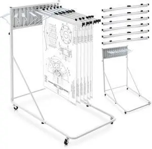 Mobile Blueprint Holder Rack, Adjustable Mobile Blueprint Holder with 6 30 In Hanging Clamps 4 Wheels Poster Display Rack Storage Organizer Stand for File Display Plan Office Home(Silver) Mobile Blueprint Holder Rack, Adjustable Mobile Blueprint Holder with 6 30 In Hanging Clamps 4 Wheels Poster Display Rack Storage Organizer Stand for File Display Plan Office Home(Silver)