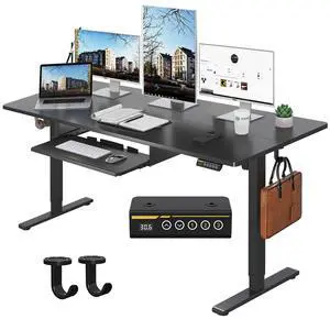 55 x 24 Inch Electric Standing Desk with Keyboard Tray, Black | 3-Year Free Motor Replacement, 28.3-46.5 in Height, 3 Presets, 45 dB or Less, 154 lb Capacity, Keyboard Tray 55 x 24 Inch Electric Standing Desk with Keyboard Tray, Black | 3-Year Free Motor Replacement, 28.3-46.5 in Height, 3 Presets, 45 dB or Less, 154 lb Capacity, Keyboard Tray
