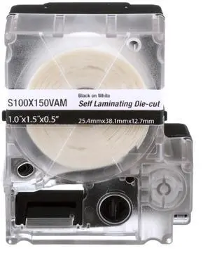MP Cassette, Self-Laminating Label, Vinyl, 1.00" W x 1.50" H.50 Print On Area, Clear/White MP Cassette, Self-Laminating Label, Vinyl, 1.00" W x 1.50" H.50 Print On Area, Clear/White