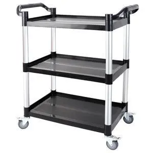3-Tier Rolling Utility Cart with Wheels,4 Lockable Casters, Plastic Service Cart with 510lbs Capacity, Commercial Service Cart on Wheels for Restaurant/Office/Warehouse/Kitchen/School, Black 3-Tier Rolling Utility Cart with Wheels,4 Lockable Casters, Plastic Service Cart with 510lbs Capacity, Commercial Service Cart on Wheels for Restaurant/Office/Warehouse/Kitchen/School, Black