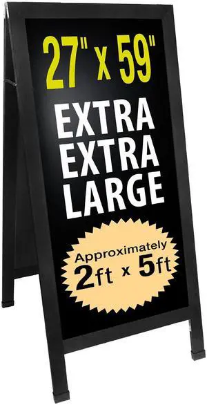 Sandwich Board Sidewalk Chalkboard Sign: Reinforced, Heavy-Duty/Double Sided/Large 59x27 Chalk Board Standing Sign A-Frame (Black) Sandwich Board Sidewalk Chalkboard Sign: Reinforced, Heavy-Duty/Double Sided/Large 59x27 Chalk Board Standing Sign A-Frame (Black)