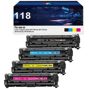 118 Toner Cartridge Replacement for Canon 118 CRG118 mf726cdw Toner | Compatible for Canon Color Imageclass MF726Cdw MF8350Cdn MF8380Cdw MF8580Cdw MF729cdw Printer(Black Yellow Cyan Magenta) 118 Toner Cartridge Replacement for Canon 118 CRG118 mf726cdw Toner | Compatible for Canon Color Imageclass MF726Cdw MF8350Cdn MF8380Cdw MF8580Cdw MF729cdw Printer(Black Yellow Cyan Magenta)