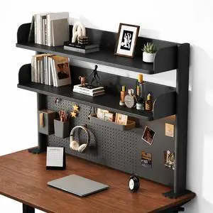 Clamp on Desk Shelf with Pegboard, Desktop Organization Bookshelf Storage Shelves for Home Office Dorm Gaming Desk, Space Saving Tabletop Display Rack Clamp on Desk Shelf with Pegboard, Desktop Organization Bookshelf Storage Shelves for Home Office Dorm Gaming Desk, Space Saving Tabletop Display Rack
