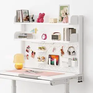 Clamp on Desk Shelf with Pegboard, Desktop Organization Bookshelf Storage Shelves for Home Office Dorm Gaming Desk, Space Saving Tabletop Display Rack Clamp on Desk Shelf with Pegboard, Desktop Organization Bookshelf Storage Shelves for Home Office Dorm Gaming Desk, Space Saving Tabletop Display Rack