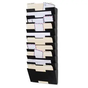 Lisbon 10-Tier Wall Mounted File Holder and Desk Organizer, Metal Black Office Organization and Storage Rack Lisbon 10-Tier Wall Mounted File Holder and Desk Organizer, Metal Black Office Organization and Storage Rack