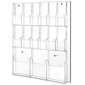 Acrylic Brochure Holder Wall Mount with 3 Magazine Pockets and 12 Pamphlet Pockets, Clear Plastic Pamphlet Holder Magazines Display Trifold Flyer Rack Hanging Literature Storage Organizer Acrylic Brochure Holder Wall Mount with 3 Magazine Pockets and 12 Pamphlet Pockets, Clear Plastic Pamphlet Holder Magazines Display Trifold Flyer Rack Hanging Literature Storage Organizer
