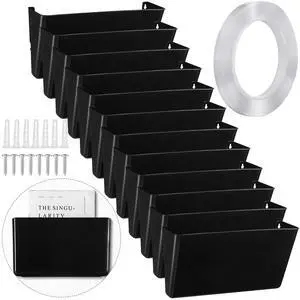 12 Pcs Plastic Single Pocket Wall Mount File Holder with Double Sided Adhesive Tape and Screws Wall File Hanging Folder Letter Paper Mail Organizer for Office Home Classroom(Black) 12 Pcs Plastic Single Pocket Wall Mount File Holder with Double Sided Adhesive Tape and Screws Wall File Hanging Folder Letter Paper Mail Organizer for Office Home Classroom(Black)