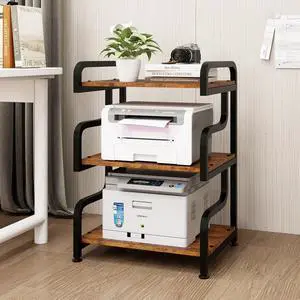 Stylish 3 Tier Printer Stand, Office Desk Side Storage Shelf,Retro | Rolling Printer Cart with Wheels,Fits Two Printers,Multi-Functional Storage Organizer Stand for Home Office,Living Room Stylish 3 Tier Printer Stand, Office Desk Side Storage Shelf,Retro | Rolling Printer Cart with Wheels,Fits Two Printers,Multi-Functional Storage Organizer Stand for Home Office,Living Room