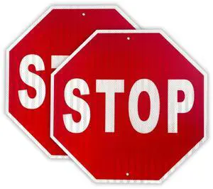 (2 Pack) Stop Sign - 24x24 Inch Aluminum Traffic Sign with 3M Engineer-Grade Reflective Film, 60 Mil Thickness for Road Safety, Parking Lots & School Zones - Durable Outdoor Warning Sign for Drivers (2 Pack) Stop Sign - 24x24 Inch Aluminum Traffic Sign with 3M Engineer-Grade Reflective Film, 60 Mil Thickness for Road Safety, Parking Lots & School Zones - Durable Outdoor Warning Sign for Drivers