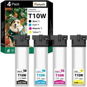 Remanufactured T10W Ink Cartridges 4 Pack Replacement for T10W100 T10W200 T10W300 T10W400 for WF-C5390 WF-C5890 WFC5390 WFC5890 Color Printers (Black Cyan Magenta Yellow) Remanufactured T10W Ink Cartridges 4 Pack Replacement for T10W100 T10W200 T10W300 T10W400 for WF-C5390 WF-C5890 WFC5390 WFC5890 Color Printers (Black Cyan Magenta Yellow)