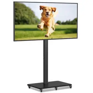 Tall Floor TV Stand for 32-75" TV Portable Rolling TV Cart with Wheels Height Adjustable with Wood Base, Holds up to 88 lbs, Max VESA 600x400mm TS005HB Tall Floor TV Stand for 32-75" TV Portable Rolling TV Cart with Wheels Height Adjustable with Wood Base, Holds up to 88 lbs, Max VESA 600x400mm TS005HB