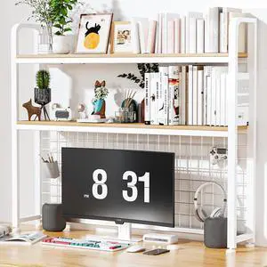 2-Tier Desktop Bookshelf, Multipurpose Wood Countertop Shelf for Computer Desk, Wood Desk Hutch Bookshelf Desk Organizer for Office Home Dormitory, 29.6 * 7.9 * 38 in 2-Tier Desktop Bookshelf, Multipurpose Wood Countertop Shelf for Computer Desk, Wood Desk Hutch Bookshelf Desk Organizer for Office Home Dormitory, 29.6 * 7.9 * 38 in