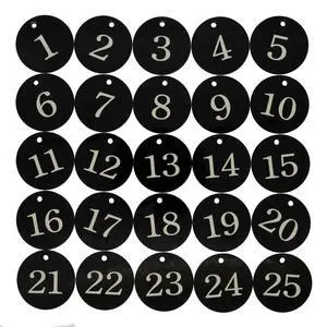 Acrylic ID Number Tags Key Tags with Key Rings Black (0-200) Acrylic ID Number Tags Key Tags with Key Rings Black (0-200)