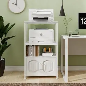4 Tier Printer Stand, File Cabinet w/Adjustable Open Shelves,White | Filling Cabinet with Book Shelf, Office Vertical Open Cabinet, Decorative Wood Printer Shelf with Storage for Home Office 4 Tier Printer Stand, File Cabinet w/Adjustable Open Shelves,White | Filling Cabinet with Book Shelf, Office Vertical Open Cabinet, Decorative Wood Printer Shelf with Storage for Home Office