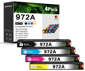 972A Ink Cartridges High Yield Replacement for HP 972A 972X Ink Cartridges Pagewide Pro 477dw 577dw 452dw 552dw 452dn 477dn P57750dw Printer (4-Pack, Black/Cyan/Magenta/Yellow) 972A Ink Cartridges High Yield Replacement for HP 972A 972X Ink Cartridges Pagewide Pro 477dw 577dw 452dw 552dw 452dn 477dn P57750dw Printer (4-Pack, Black/Cyan/Magenta/Yellow)
