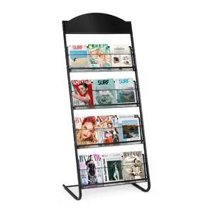 4-Tier Magazine Stand, 24.8'' Wide Iron Brochure Holder, Metal Newspaper & Literature Display Rack for Office, Waiting Room, Lobby, Classroom & Retail Store 4-Tier Magazine Stand, 24.8'' Wide Iron Brochure Holder, Metal Newspaper & Literature Display Rack for Office, Waiting Room, Lobby, Classroom & Retail Store