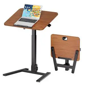 25 Inch Mobile Foldable Standing Desk for Home Office, Brown | 180 Tiltable Desktop, Height Adjustable, No Assembly Computer Workstation, Portable Rolling Laptop Table, Sit-Stand Desk 25 Inch Mobile Foldable Standing Desk for Home Office, Brown | 180 Tiltable Desktop, Height Adjustable, No Assembly Computer Workstation, Portable Rolling Laptop Table, Sit-Stand Desk