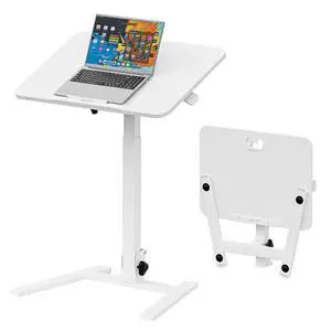 25 Inch Mobile Foldable Standing Desk for Home Office, White | 180 Tiltable Desktop, Height Adjustable, No Assembly Computer Workstation, Portable Rolling Laptop Table, Sit-Stand Desk 25 Inch Mobile Foldable Standing Desk for Home Office, White | 180 Tiltable Desktop, Height Adjustable, No Assembly Computer Workstation, Portable Rolling Laptop Table, Sit-Stand Desk