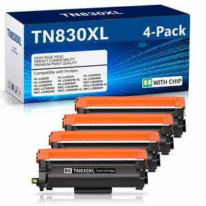 TN830XL Toner Cartridge Compatible Replacement for Brother DCP-L2640DW MFC-L2820DW HL-L2400D HL-L2460DW HL-L2405W HL-L2465DW HL-L2480DW MFC-L2900DW Printer(4Pack) TN830XL Toner Cartridge Compatible Replacement for Brother DCP-L2640DW MFC-L2820DW HL-L2400D HL-L2460DW HL-L2405W HL-L2465DW HL-L2480DW MFC-L2900DW Printer(4Pack)
