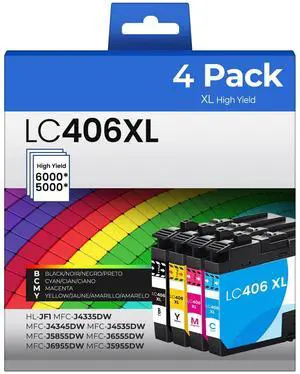 LC406XL Ink Cartridges High Yield with MFC-J4335DW MFC-J4345DW Printer for Brother LC406 LC406XL Ink Cartridges, 4-Pack, for MFC-J4335DW MFC-J4345DW MFC-J4535DW MFC-J5855DW MFC-J6555DW MFC-J6955DW LC406XL Ink Cartridges High Yield with MFC-J4335DW MFC-J4345DW Printer for Brother LC406 LC406XL Ink Cartridges, 4-Pack, for MFC-J4335DW MFC-J4345DW MFC-J4535DW MFC-J5855DW MFC-J6555DW MFC-J6955DW