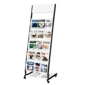 Floor Standing Magazine Rack 5 Layer with Wheels, Brochure Display Stand Large Newspaper Stand for Trade Show Exhibitions Office (Width 18.7 IN) Floor Standing Magazine Rack 5 Layer with Wheels, Brochure Display Stand Large Newspaper Stand for Trade Show Exhibitions Office (Width 18.7 IN)