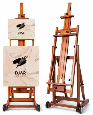 Large H-Frame Painting Easel for Adults, Solid Beech Wood, Walnut | Movable & Tilting Flat Floor Stand, Holds Canvases up to 78", Adjustable Heavy Duty Studio Art Easel for Artists Large H-Frame Painting Easel for Adults, Solid Beech Wood, Walnut | Movable & Tilting Flat Floor Stand, Holds Canvases up to 78", Adjustable Heavy Duty Studio Art Easel for Artists