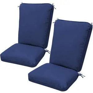 2 Pack Adirondack Chair Cushions, Waterproof & UV-Resistant Outdoor Rocking Chair Cushion Set, Removable Seat Pads with 4 Ties for High Back Dining or Patio Chairs, Navy Blue 2 Pack Adirondack Chair Cushions, Waterproof & UV-Resistant Outdoor Rocking Chair Cushion Set, Removable Seat Pads with 4 Ties for High Back Dining or Patio Chairs, Navy Blue