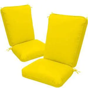 2 Pack Adirondack Chair Cushions, Waterproof & Fade-Resistant Outdoor Rocking Chair Cushion Set, Removable Seat Pads with Ties for High Back Dining or Patio Chairs, Yellow 2 Pack Adirondack Chair Cushions, Waterproof & Fade-Resistant Outdoor Rocking Chair Cushion Set, Removable Seat Pads with Ties for High Back Dining or Patio Chairs, Yellow