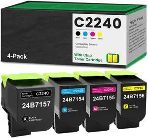 C2240 XC2235 Remanufactured Toner Cartridge Black Cyan Magenta Yellow | 4-Color 24B7157, 24B7154, 24B7155, 24B7156 Toner, Compatible for Lexmark C2240 XC2235 Printer C2240 XC2235 Remanufactured Toner Cartridge Black Cyan Magenta Yellow | 4-Color 24B7157, 24B7154, 24B7155, 24B7156 Toner, Compatible for Lexmark C2240 XC2235 Printer