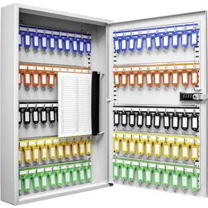 100 Position Combination Key Lock Box Wall Mount Steel Key Cabinet with Adjustable Numbered Hooks, Index Log, Colored Tags for Office or Business- Key box wall mount - Key locker - Storage 100 Position Combination Key Lock Box Wall Mount Steel Key Cabinet with Adjustable Numbered Hooks, Index Log, Colored Tags for Office or Business- Key box wall mount - Key locker - Storage