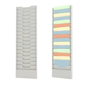 Wall-Mount File Organizer, 16 Pockets Document Holder, Metal Construction, Gray White Powder-Coated, 14x3x46H inches Wall-Mount File Organizer, 16 Pockets Document Holder, Metal Construction, Gray White Powder-Coated, 14x3x46H inches