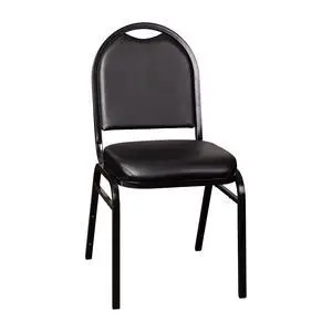 HERCULES Commercial Grade 500 LB. Capacity Dome Back Stack Chair - Black Vinyl Upholstery - Black Metal Frame - Built-In Handle HERCULES Commercial Grade 500 LB. Capacity Dome Back Stack Chair - Black Vinyl Upholstery - Black Metal Frame - Built-In Handle