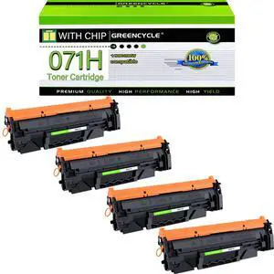 Compatible 071 071H Black Toner Cartridge for Canon | with chip, shows ink level. Works with Canon LBP122, LBP120, MF272dw, MF273dw, MF275dw. 4-pack Compatible 071 071H Black Toner Cartridge for Canon | with chip, shows ink level. Works with Canon LBP122, LBP120, MF272dw, MF273dw, MF275dw. 4-pack