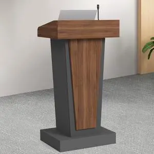Wooden Podium Stand with Wheels, Mobile Wood Lectern with Large Storage, Elegant Pulpit for Churches, Classrooms & Conferences, Scratch-Resistant Finish, Heavy Base (with 4Elevated Footrest) Wooden Podium Stand with Wheels, Mobile Wood Lectern with Large Storage, Elegant Pulpit for Churches, Classrooms & Conferences, Scratch-Resistant Finish, Heavy Base (with 4Elevated Footrest)