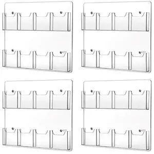 4 Pcs Acrylic Brochure Holder Wall Mount 8 Pockets Pamphlet Holder 4" Wide Clear Plastic Trifold Flyer Display Stand Multi Slot Literature Postcard Rack Hanging Rack for Offices Waiting Room 4 Pcs Acrylic Brochure Holder Wall Mount 8 Pockets Pamphlet Holder 4" Wide Clear Plastic Trifold Flyer Display Stand Multi Slot Literature Postcard Rack Hanging Rack for Offices Waiting Room