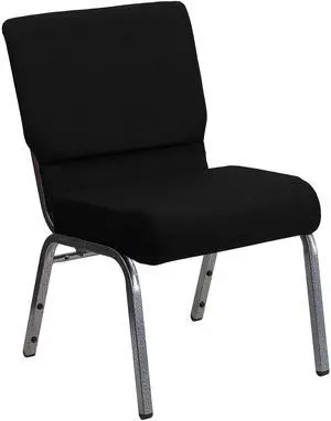 HERCULES Series 21''W Stacking Church Chair in Black Fabric - Silver Vein Frame HERCULES Series 21''W Stacking Church Chair in Black Fabric - Silver Vein Frame