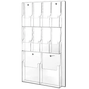 Acrylic Brochure Holder Wall Mount, Clear Plastic Pamphlet Holder Magazine Display Trifold Flyer Rack Hanging Literature Storage Organizer(2 Magazine Pockets, 8 Pamphlet Pockets) Acrylic Brochure Holder Wall Mount, Clear Plastic Pamphlet Holder Magazine Display Trifold Flyer Rack Hanging Literature Storage Organizer(2 Magazine Pockets, 8 Pamphlet Pockets)