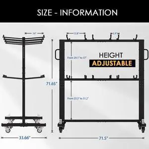 Two-Tier Folding Chair and Table Combo Cart, Heavy Duty Stacking Chair Dolly with Wheels, 84-Chair Capacity Foldable Seat & Table Wheeled Storage Dolly for Commercial Event Hotel Party Use Two-Tier Folding Chair and Table Combo Cart, Heavy Duty Stacking Chair Dolly with Wheels, 84-Chair Capacity Foldable Seat & Table Wheeled Storage Dolly for Commercial Event Hotel Party Use