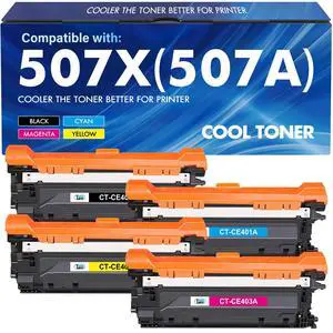 507X 507A Toner Cartridges 4 Pack High Yield CE400X CE401A CE402A CE403A | Compatible for HP LaserJet Enterprise 500 Color M551 M551n M551dn M551xh MFP M570dn M570dw M575f M575c M570 M575 Printer 507X 507A Toner Cartridges 4 Pack High Yield CE400X CE401A CE402A CE403A | Compatible for HP LaserJet Enterprise 500 Color M551 M551n M551dn M551xh MFP M570dn M570dw M575f M575c M570 M575 Printer