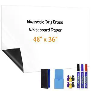 Magnetic Whiteboard Contact Paper, 48 x 36 Adhesive Dry Erase White Board for Wall,Peel and Stick Magnet Wallpaper for Home, Fridge, Kids Playroom, Office, Classroom Magnetic Whiteboard Contact Paper, 48 x 36 Adhesive Dry Erase White Board for Wall,Peel and Stick Magnet Wallpaper for Home, Fridge, Kids Playroom, Office, Classroom