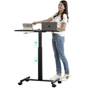 Mobile Standing Desk, Adjustable Height Rolling Laptop Table with Lockable Wheels, Portable Desk for Home Office, Small Computer Workstation Cart for Compact Spaces,Black Mobile Standing Desk, Adjustable Height Rolling Laptop Table with Lockable Wheels, Portable Desk for Home Office, Small Computer Workstation Cart for Compact Spaces,Black