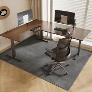 Office Chair Mat for Hardwood Floor, 59"x71" Flannel Fabric Chair Mat for Hard Floors, Non-Slip Under Desk Rug for Rolling Chairs, Soft Floor Protector Area Rug for Home Office, Dark Grey Office Chair Mat for Hardwood Floor, 59"x71" Flannel Fabric Chair Mat for Hard Floors, Non-Slip Under Desk Rug for Rolling Chairs, Soft Floor Protector Area Rug for Home Office, Dark Grey