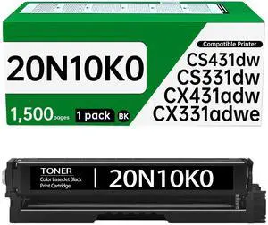 20N10K0 20N10 Black Toner Cartridge with Chip | Compatible with Lexmark CS331dw CS431dw CX331adwe CX431adw Printers - 20N10K0 Black Toner (1-Pack, 1,500 Pages) 20N10K0 20N10 Black Toner Cartridge with Chip | Compatible with Lexmark CS331dw CS431dw CX331adwe CX431adw Printers - 20N10K0 Black Toner (1-Pack, 1,500 Pages)