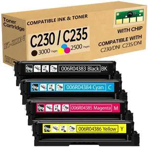 C230 C235 Toner Cartridge Compatible with Xerox C230DNI 235DNI Printers | for 006R04383 006R04384 006R04385 006R04386 Toner Cartridge with Chip(4-Pack, Black, Cyan, Magenta, Yellow) C230 C235 Toner Cartridge Compatible with Xerox C230DNI 235DNI Printers | for 006R04383 006R04384 006R04385 006R04386 Toner Cartridge with Chip(4-Pack, Black, Cyan, Magenta, Yellow)
