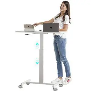 Rolling Desk Adjustable Height with Wheels,Portable Rolling Standing Desk Laptop Workstation for Home Office, Small Computer Workstation Cart for Small Spaces,Classroom,White Rolling Desk Adjustable Height with Wheels,Portable Rolling Standing Desk Laptop Workstation for Home Office, Small Computer Workstation Cart for Small Spaces,Classroom,White