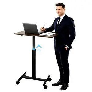 Mobile Small Standing Desk (Deep Walnut) Mobile Small Standing Desk (Deep Walnut)