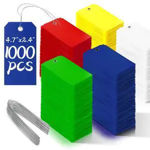 1000 Pieces Plastic Shipping Tags with Wire Labeling Tags Waterproof Hang Tags with Reinforcement Hole Writable Luggage tag Loops for Equipment Inventory Parts Garage (Colorful, 4 3/4" x 2 3/8") 1000 Pieces Plastic Shipping Tags with Wire Labeling Tags Waterproof Hang Tags with Reinforcement Hole Writable Luggage tag Loops for Equipment Inventory Parts Garage (Colorful, 4 3/4" x 2 3/8")