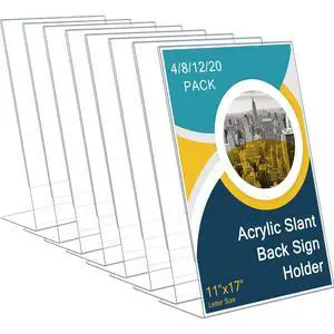 8 Pcs Acrylic Sign Holder Clear Display Stand Frame Table Top Slant Back Plastic Sign Holder Flyer Document for Menu Workers Teachers Office School Desktop (11 x 17 Inch) 8 Pcs Acrylic Sign Holder Clear Display Stand Frame Table Top Slant Back Plastic Sign Holder Flyer Document for Menu Workers Teachers Office School Desktop (11 x 17 Inch)